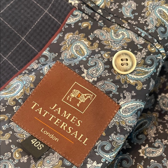 James Tattersall Navy Blue Plaid Cotton Blend Blazer 40S - Picture 8 of 9